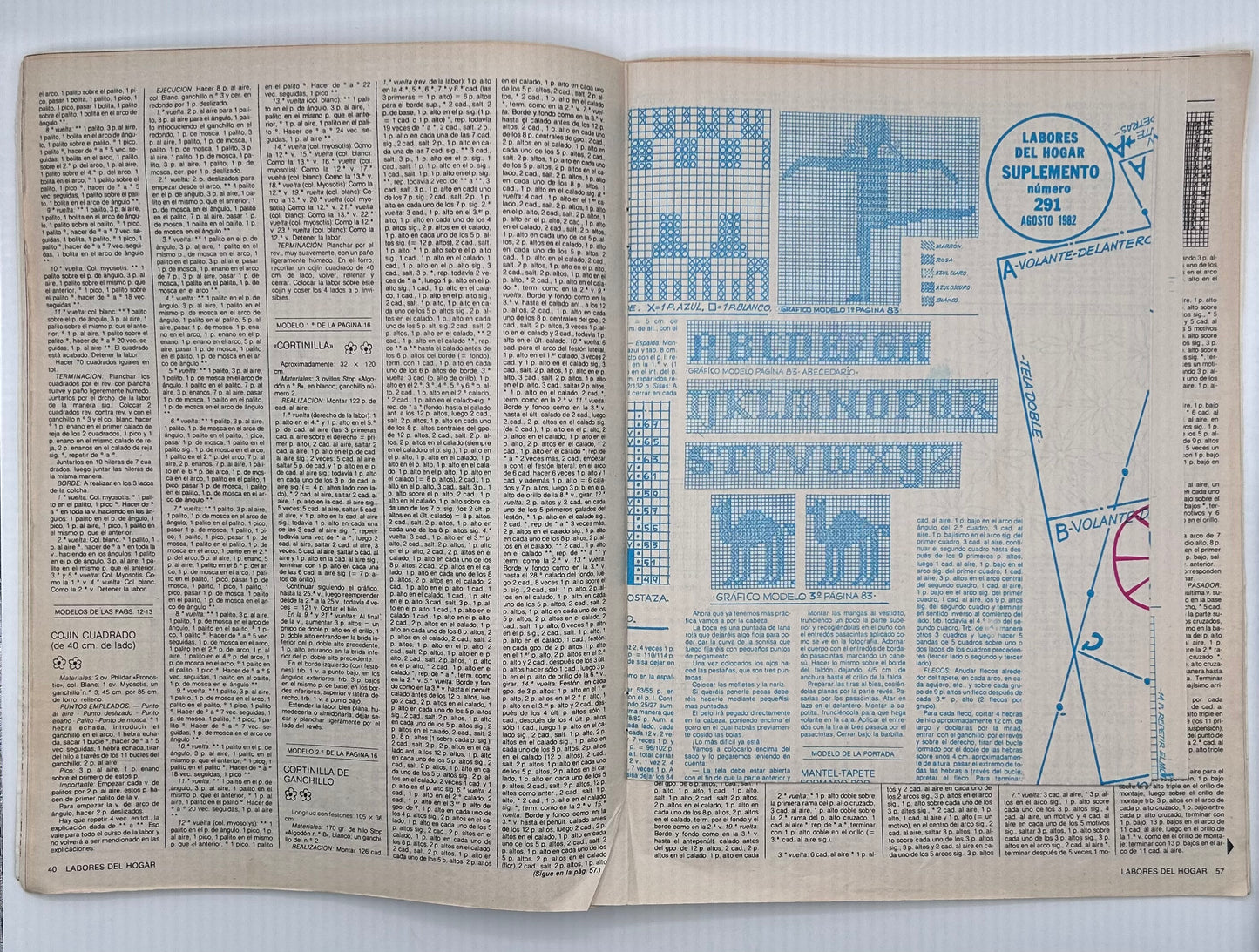 Revista "Labores del hogar" Nº 291 / Especial ganchillo - Agosto 1982