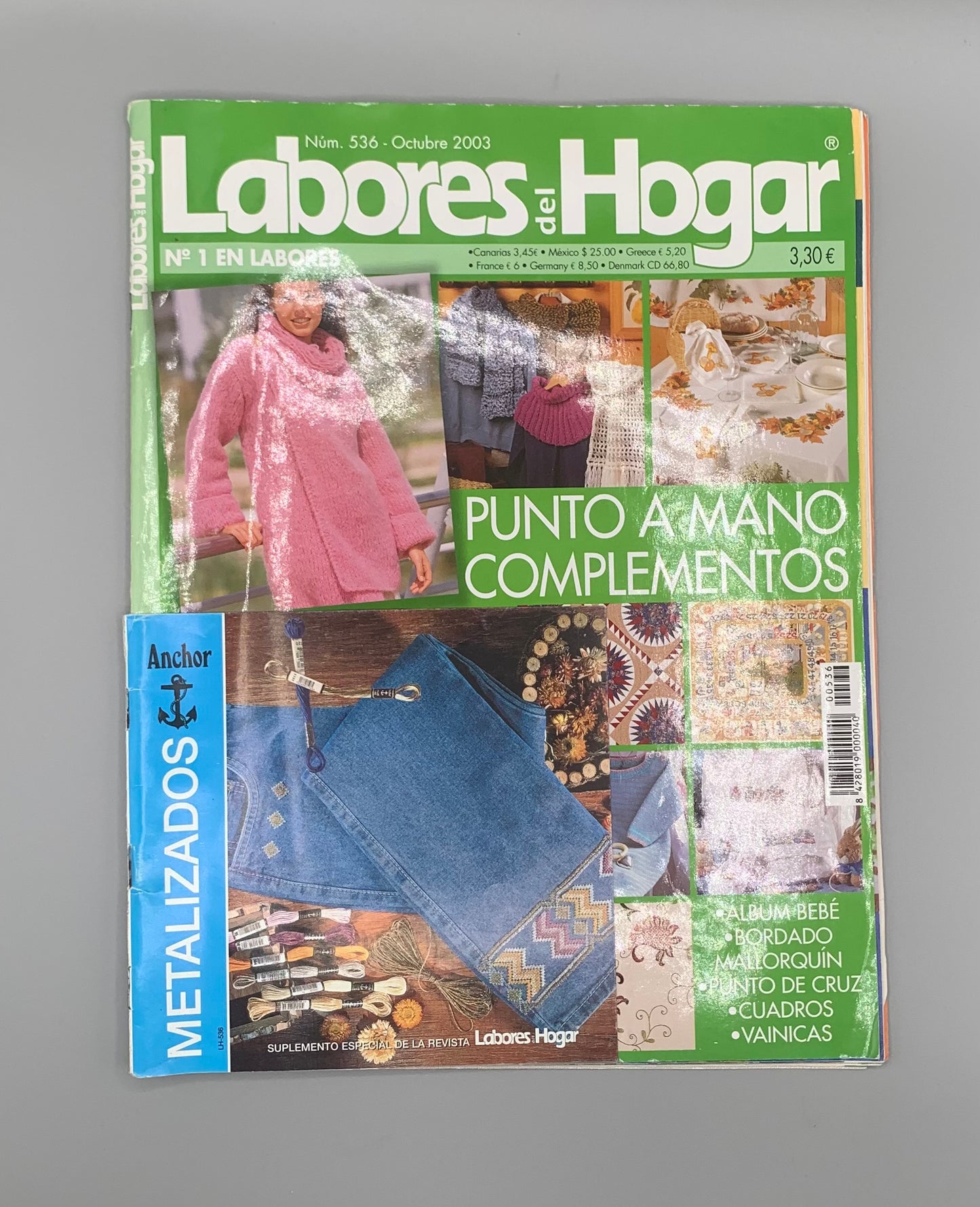 Revista "Labores del hogar" Nº 536 Octubre 2003 - Punto a mano, complementos