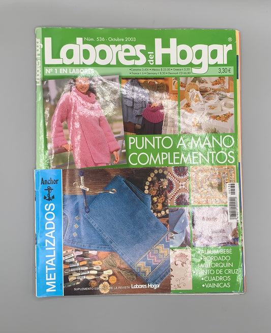 Revista "Labores del hogar" Nº 536 Octubre 2003 - Punto a mano, complementos