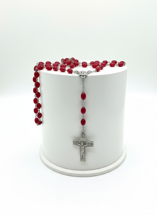 Rosario vintage de pasta color rojo