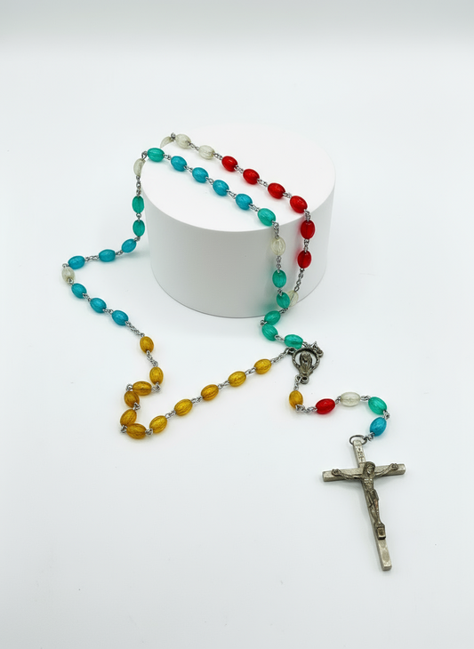 Rosario vintage de cuentas de colores