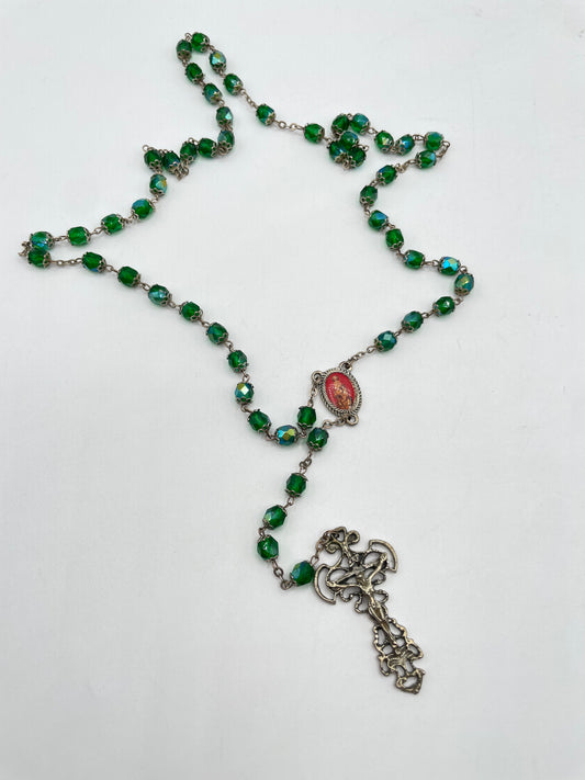 Rosario vintage de cuentas verdes