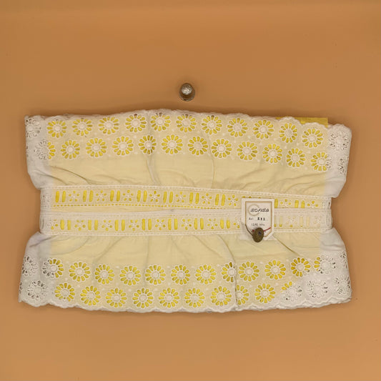 Tira bordada antigua extra ancha color blanco - 10cm ancho