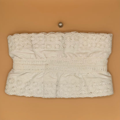 Tira bordada antigua extra ancha color blanco - 10cm ancho